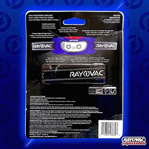 RAYOVAC Lightweight LED Headlamp, 2 Mode High/Red | 100 lm + Includes 2 AAA Batt - Picture 6 of 9